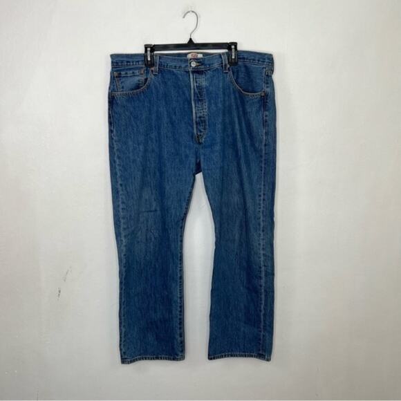 Levi's 501 Straight Leg 100% Cotton Denim Blue Jeans Button Fly Label Size 42X32